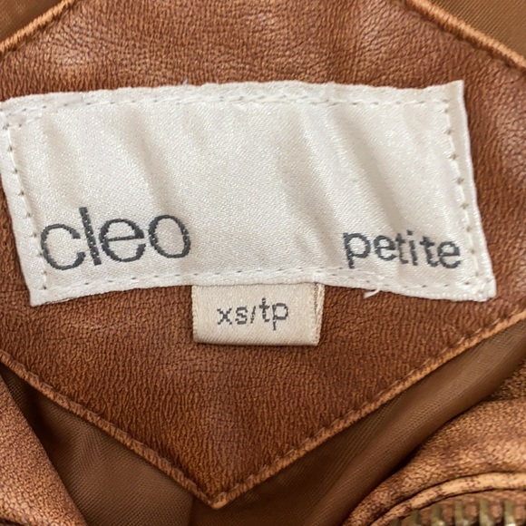 Cleo Tan Faux Leather Jacket Sz XSP - Picture 3 of 8